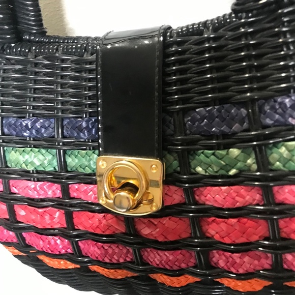 Vintage Woven Mini Top Handle Bag with Gold Chain Strap - Picture 13 of 15